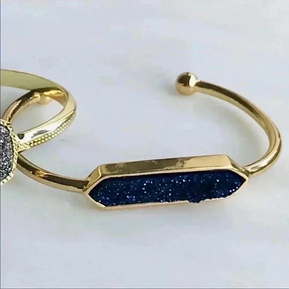 Blue Drusy Gold Cuff Bracelet - Picture 6 of 8